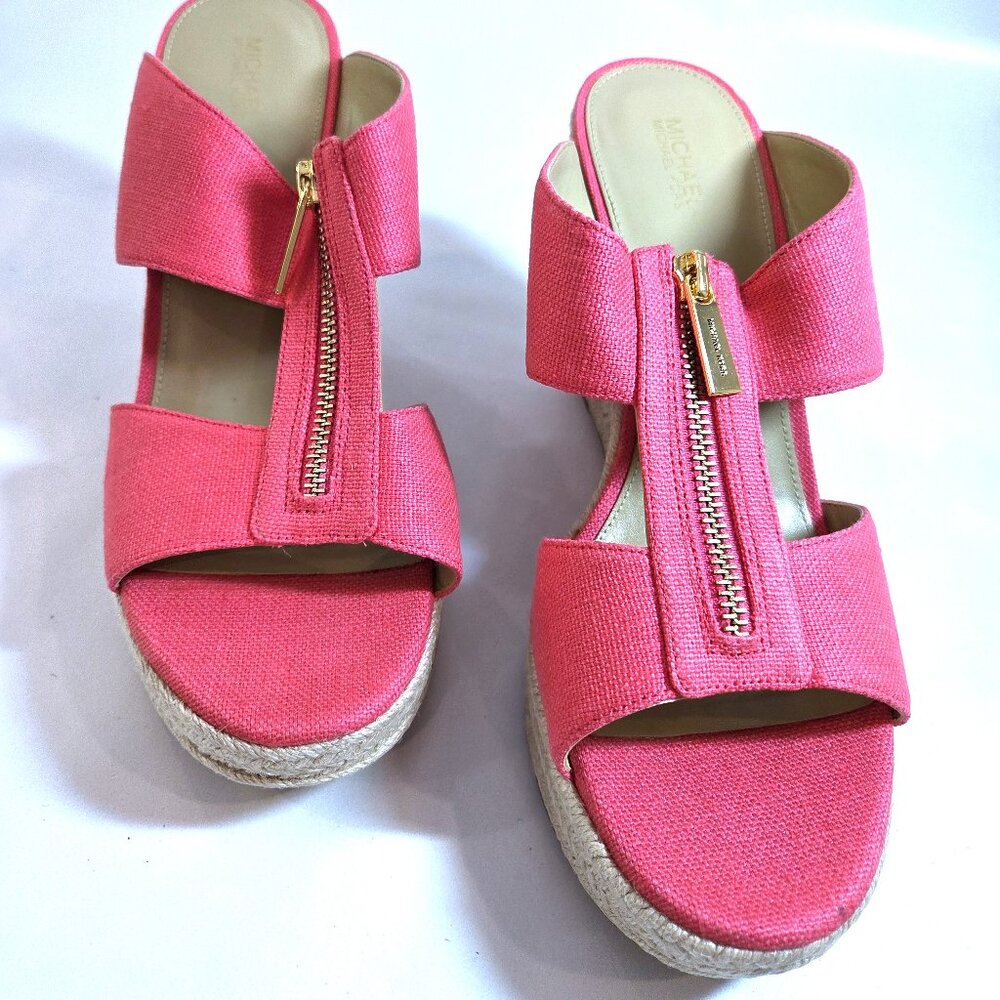 NWOT Michael Kors Womens Bradley Geranium Wedge Espadrille Sandals Size 10